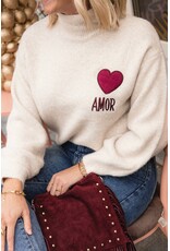 21Jewelz Amor trui met hoge hals - ecru/bordeaux