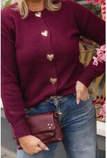 21Jewelz Vest met gouden hartjes knopen - bordeaux