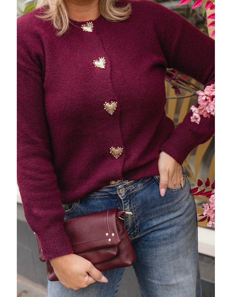 21Jewelz Vest met gouden hartjes knopen - bordeaux