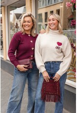 21Jewelz Vest met gouden hartjes knopen - bordeaux