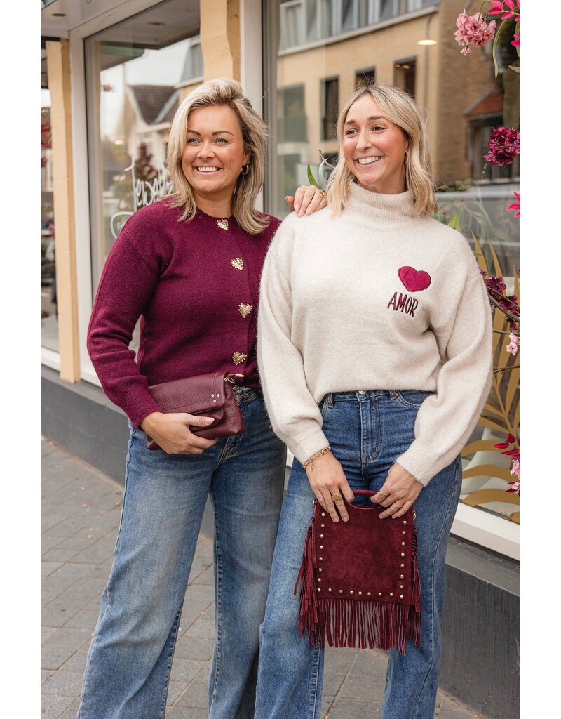 21Jewelz Vest met gouden hartjes knopen - bordeaux