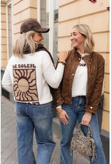 21Jewelz Suede jasje met gouden knopen - bruin