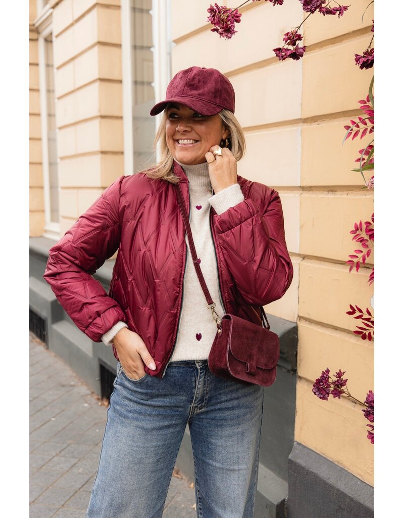 21Jewelz Gebreide coltrui met hartjes - beige/bordeaux