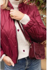 21Jewelz Gebreide coltrui met hartjes - beige/bordeaux