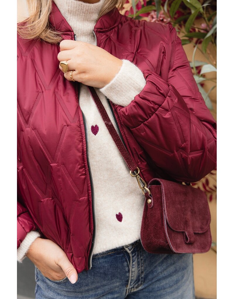 21Jewelz Gebreide coltrui met hartjes - beige/bordeaux