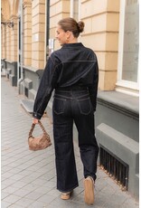 21Jewelz Wide leg jeans met opvallend stiksel - donkerblauw