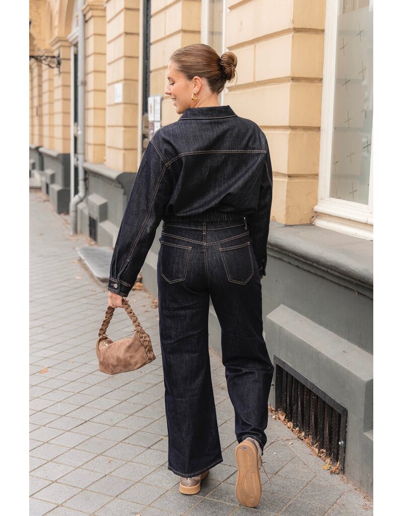 21Jewelz Wide leg jeans met opvallend stiksel - donkerblauw