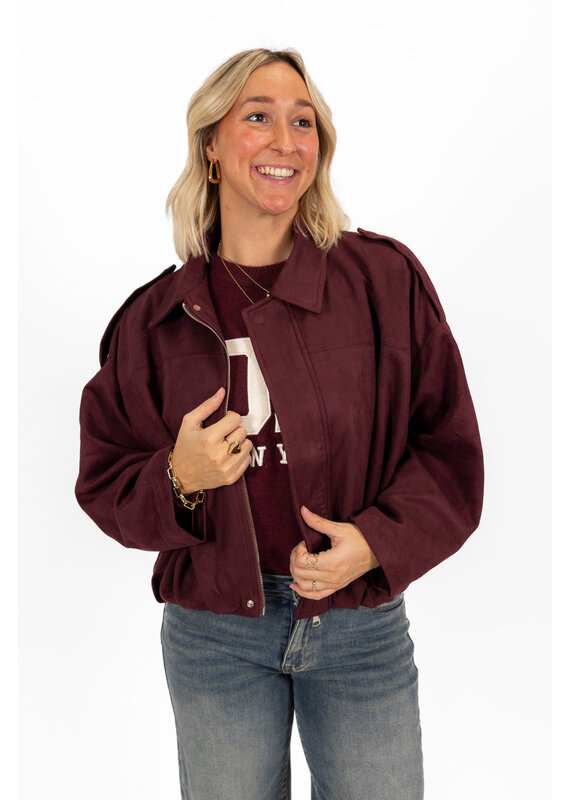 Trendy Suede Jasje - Bordeaux