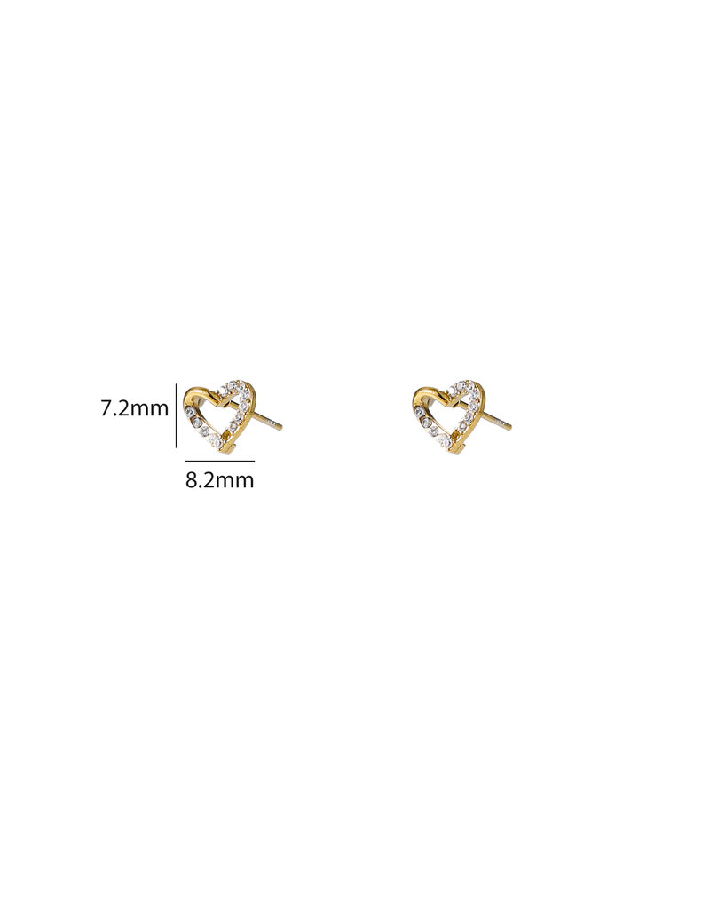 Go Dutch Label D&E - Sparkle heart stud - goud