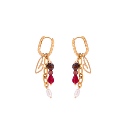 Go Dutch Label D&E - Winter hoop met bordeaux kraaltjes - goud