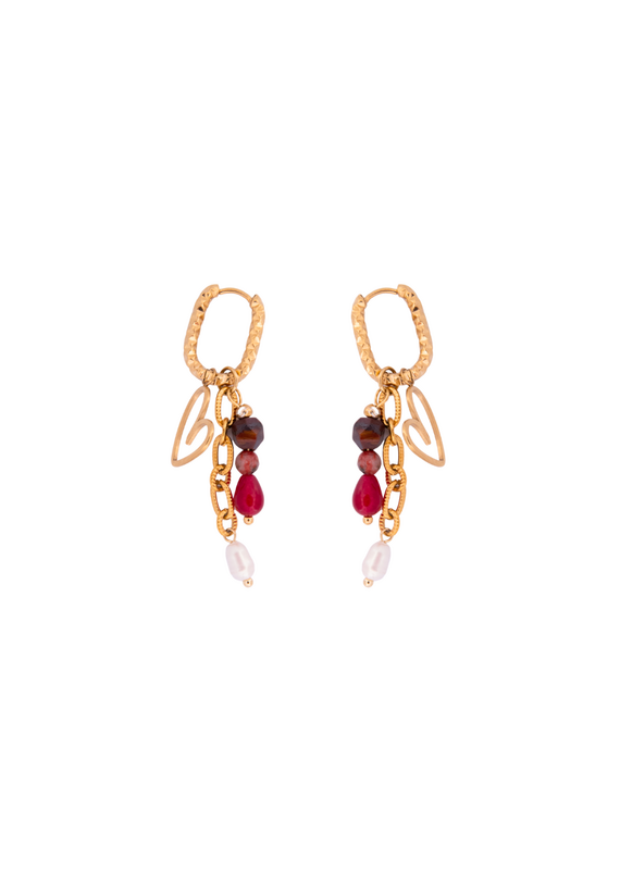 Go Dutch Label D&E - Winter hoop met bordeaux kraaltjes - goud