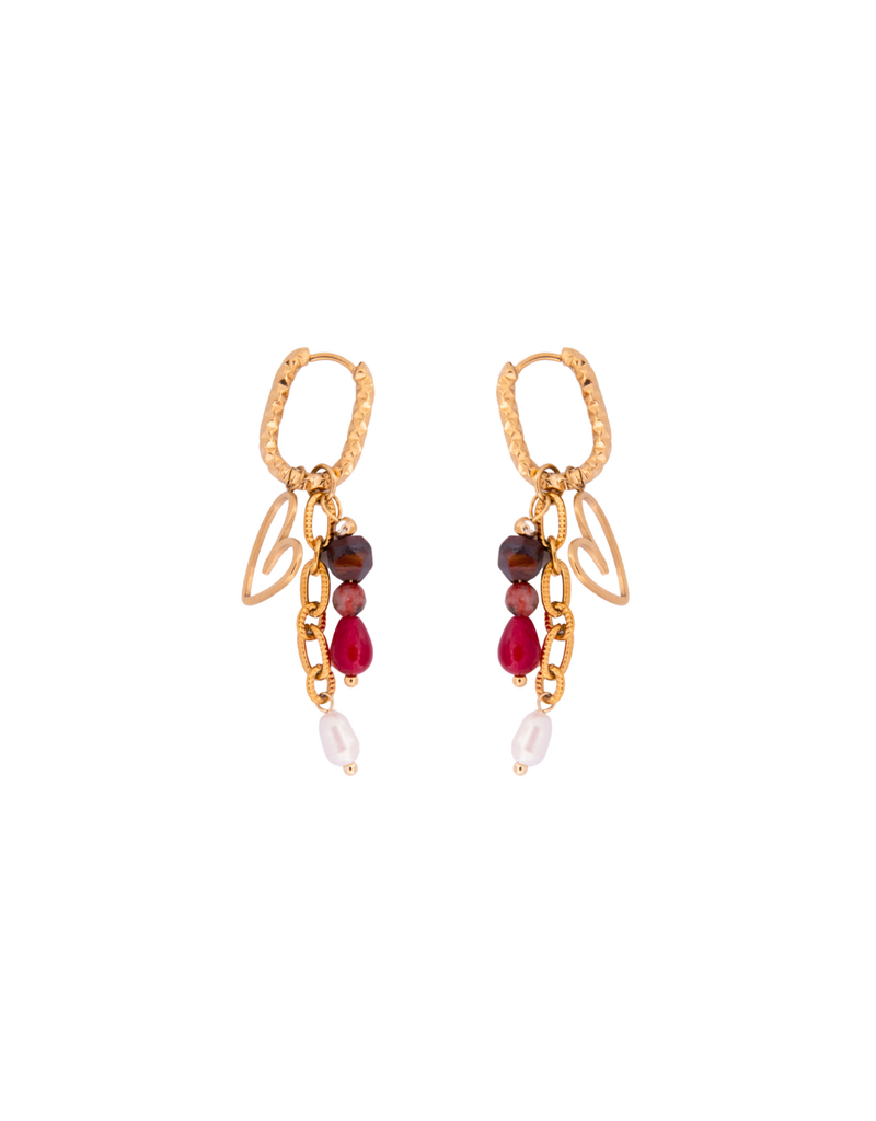 Go Dutch Label D&E - Winter hoop met bordeaux kraaltjes - goud