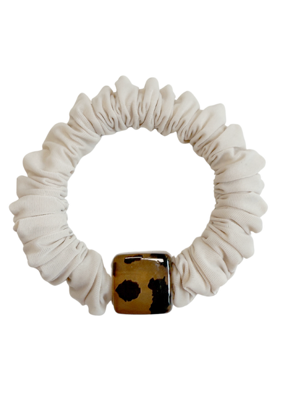 21Jewelz Haar elastiek met panterprint detail - ecru