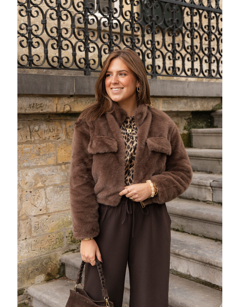 21Jewelz Fluffy jas cropped - bruin