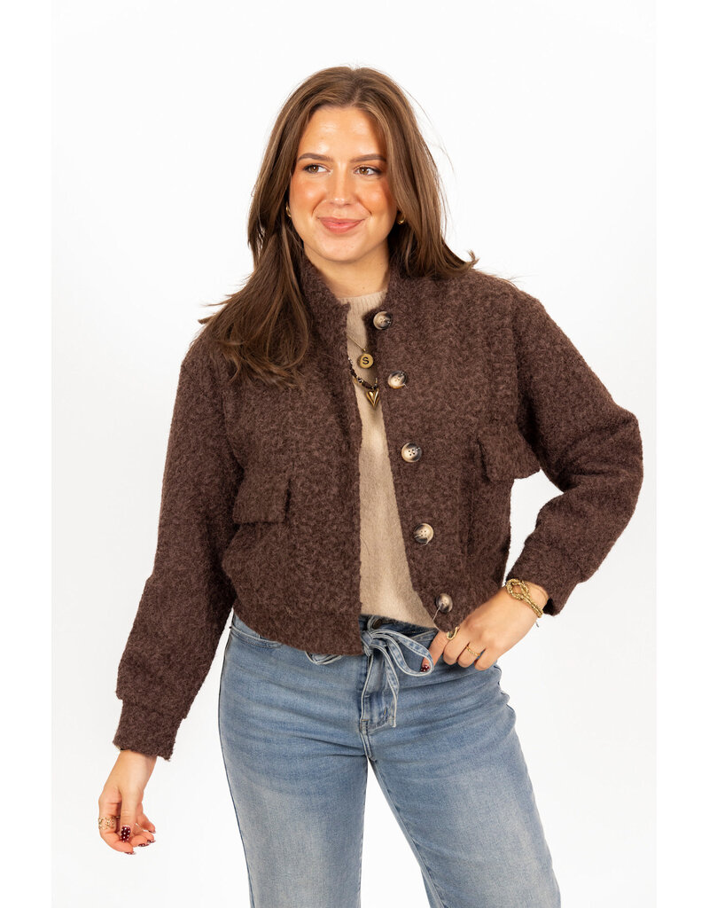 21Jewelz Bomber jasje met knoopjes - bruin