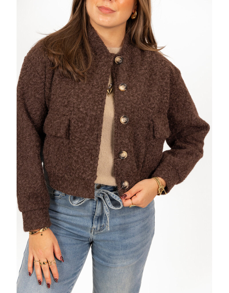 21Jewelz Bomber jasje met knoopjes - bruin