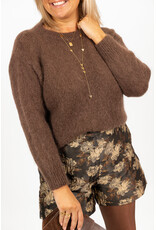 21Jewelz Gebreide trui met strik - choco bruin