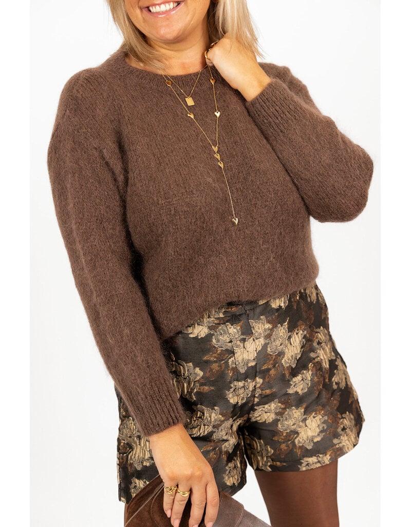 21Jewelz Gebreide trui met strik - choco bruin