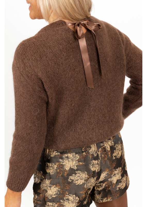 21Jewelz Gebreide trui met strik - choco bruin