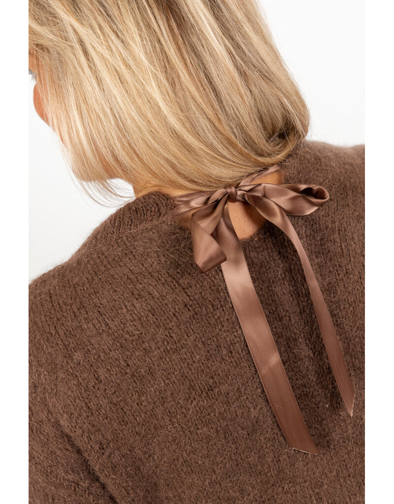 21Jewelz Gebreide trui met strik - choco bruin