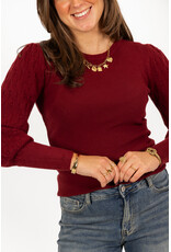 21Jewelz Truitje met geborduurde pofmouwen - bordeaux