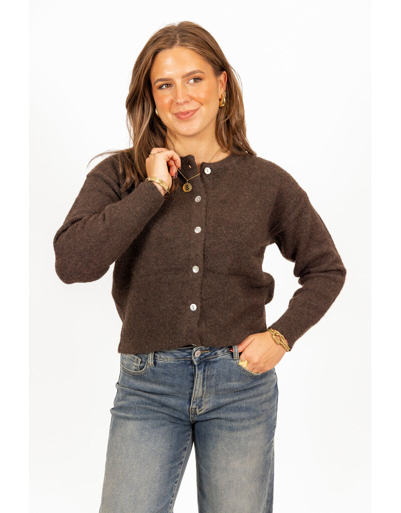 21Jewelz Effen vestje met knopen - bruin