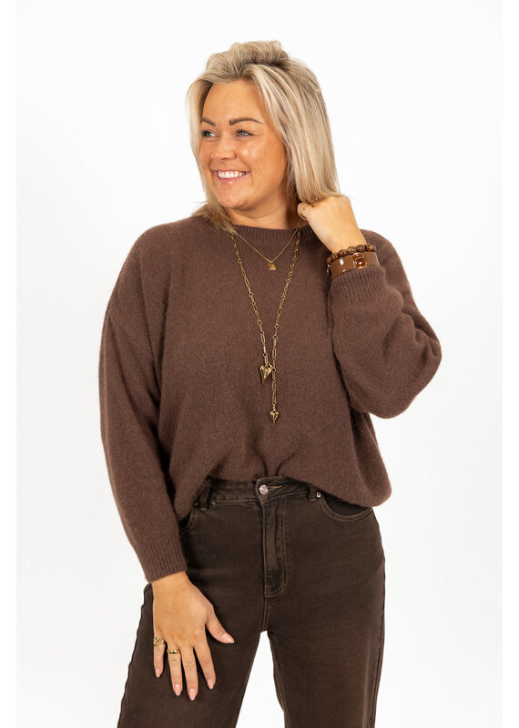 21Jewelz Effen basic trui met lange mouw - bruin