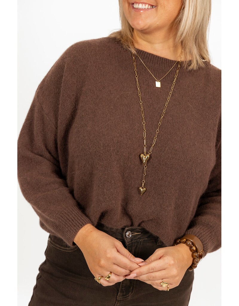 21Jewelz Effen basic trui met lange mouw - bruin