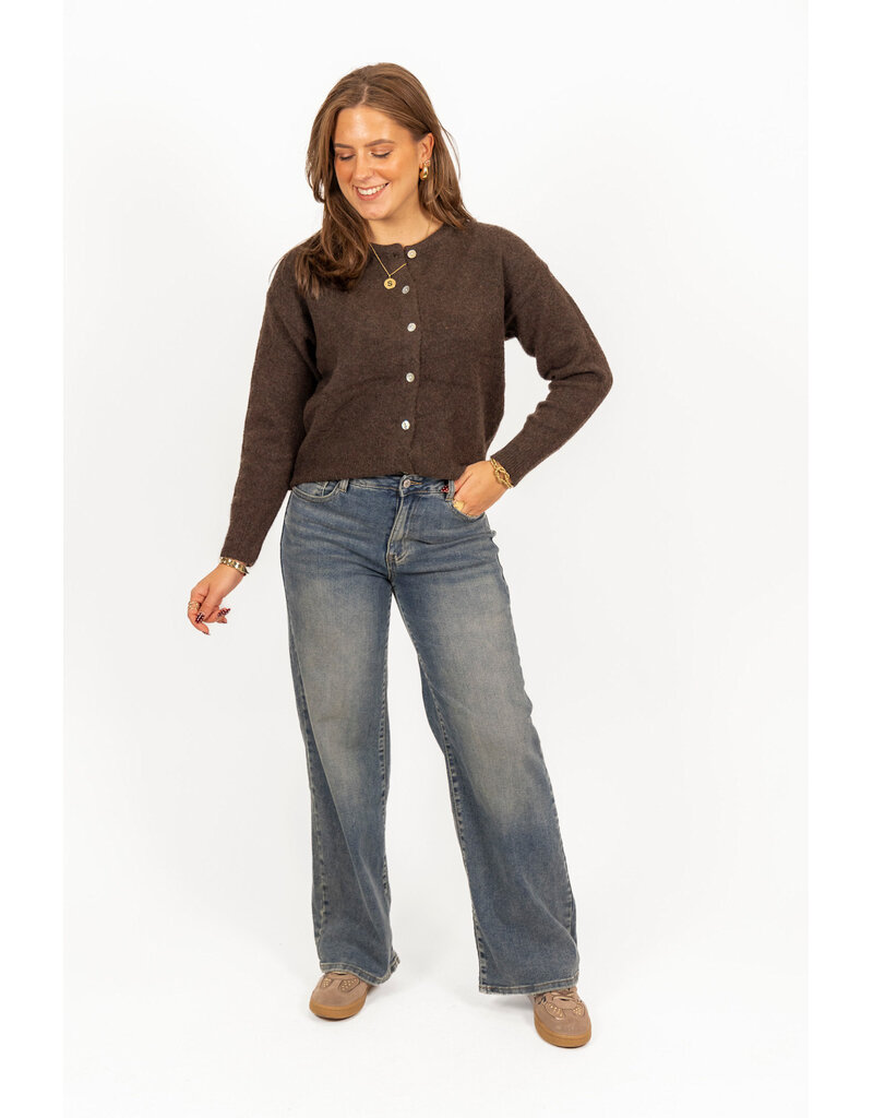 21Jewelz Effen vestje met knopen - bruin