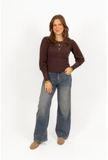 21Jewelz Truitje met geborduurde pofmouwen - bruin