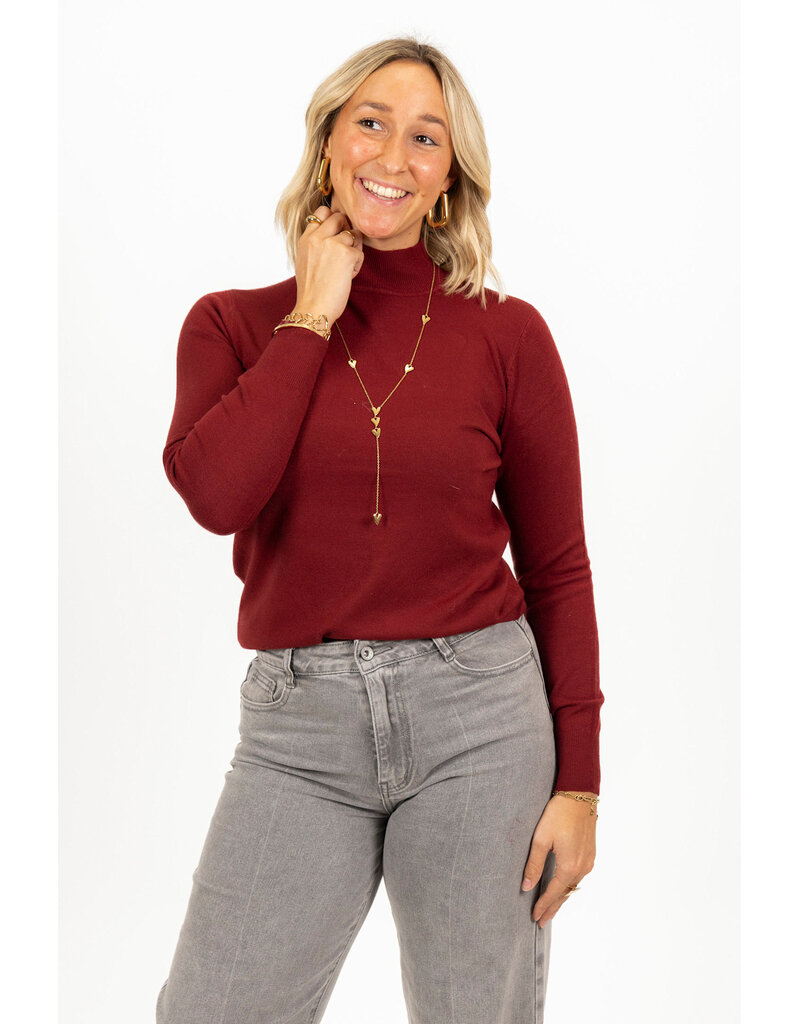 21Jewelz Basic trui met col - bordeaux