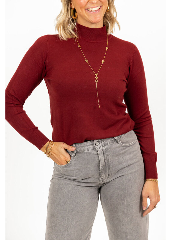 21Jewelz Basic trui met col - bordeaux