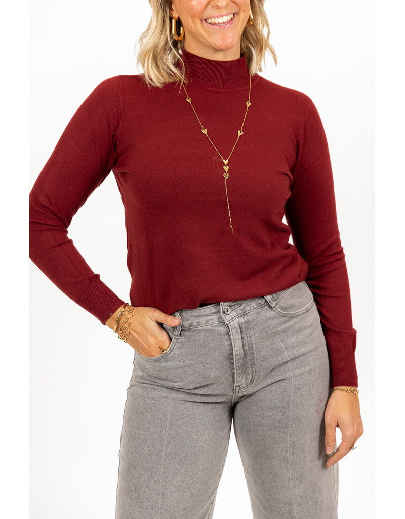 21Jewelz Basic trui met col - bordeaux