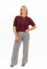 21Jewelz Effen basic truitje met korte mouw - burgundy