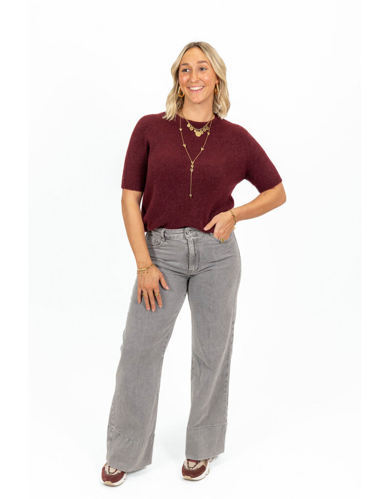 21Jewelz Effen basic truitje met korte mouw - burgundy