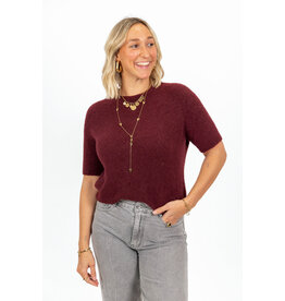 21Jewelz Effen basic truitje met korte mouw - burgundy