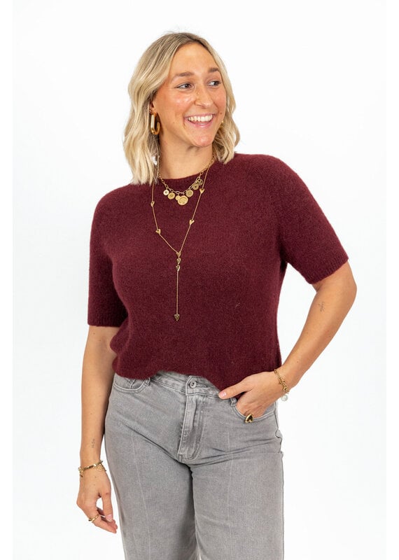 21Jewelz Effen basic truitje met korte mouw - burgundy