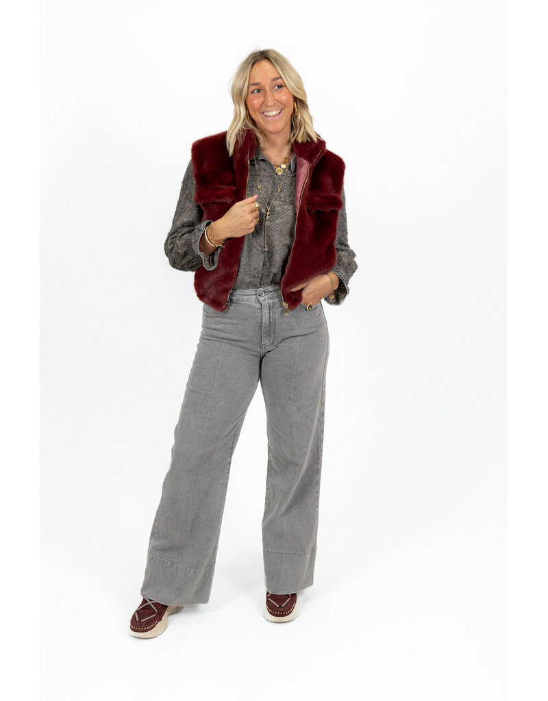 21Jewelz Fluffy gilet met rits - bordeaux