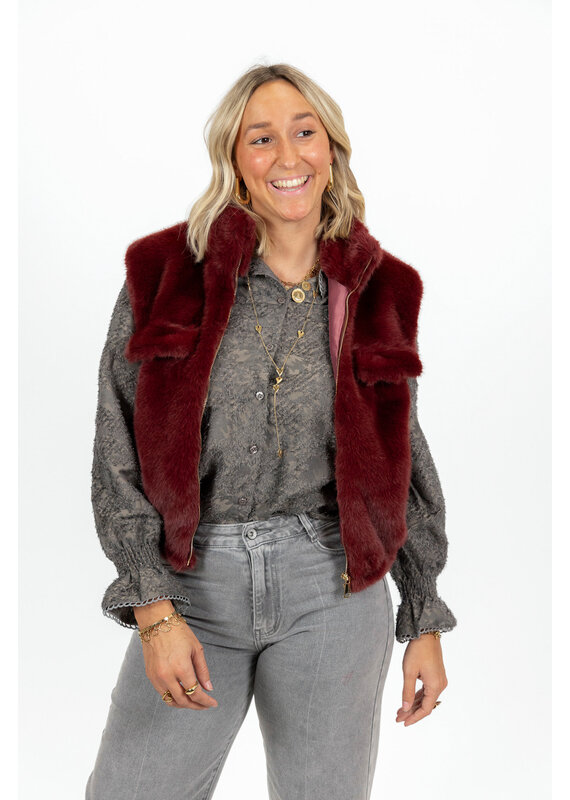 21Jewelz Fluffy gilet met rits - bordeaux