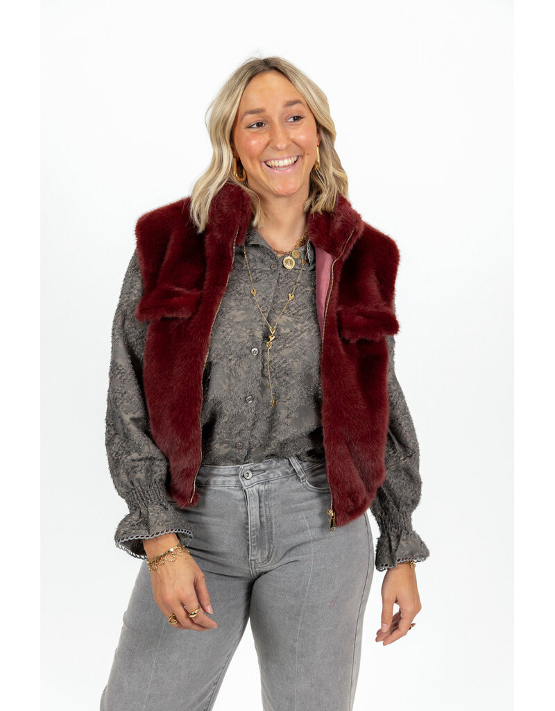 21Jewelz Fluffy gilet met rits - bordeaux