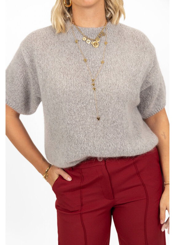 21Jewelz Wollige trui met korte mouwen - grijs