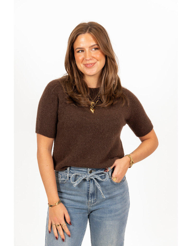 21Jewelz Effen basic truitje met korte mouw - choco bruin