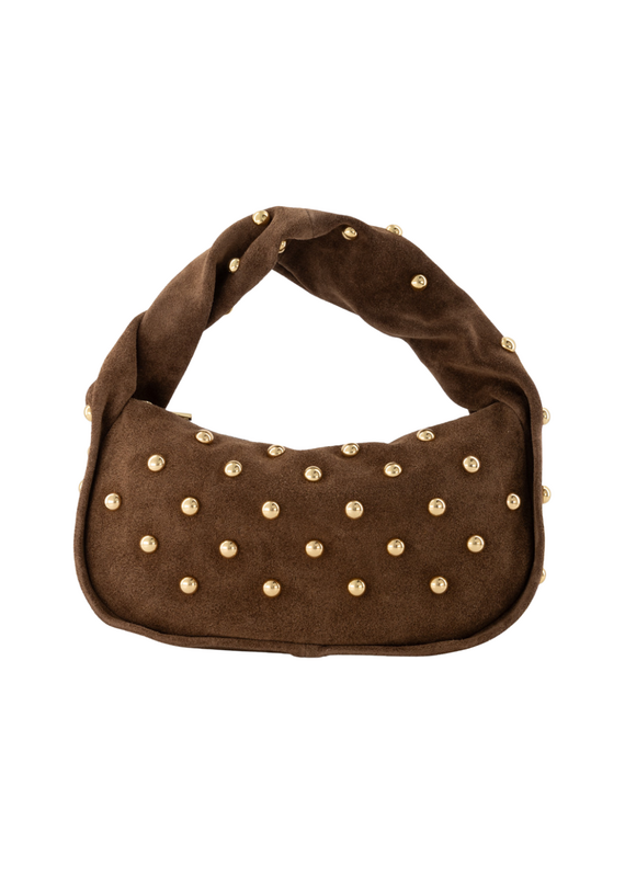 21Jewelz Midi handtas met gouden studs - suede taupe