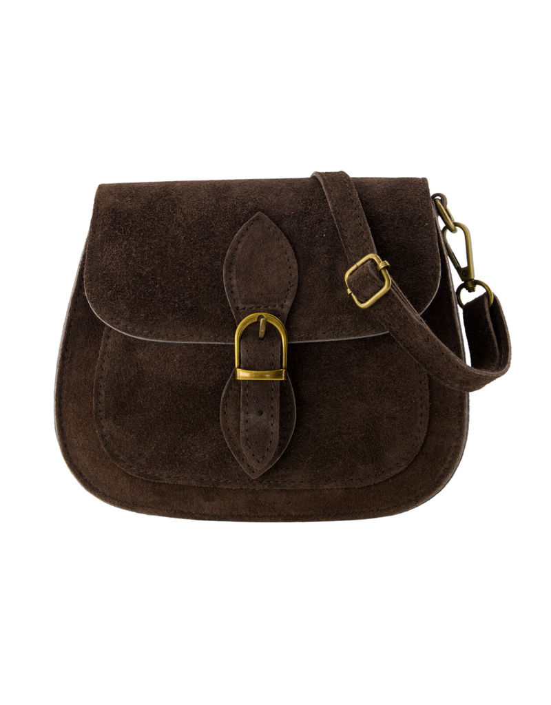 21Jewelz Halfronde suede tas met gesp - donkerbruin