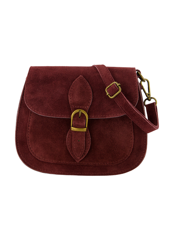 21Jewelz Halfronde suede tas met gesp - bordeaux