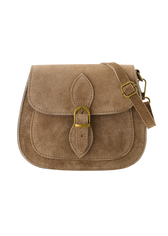 21Jewelz Halfronde suede tas met gesp - taupe