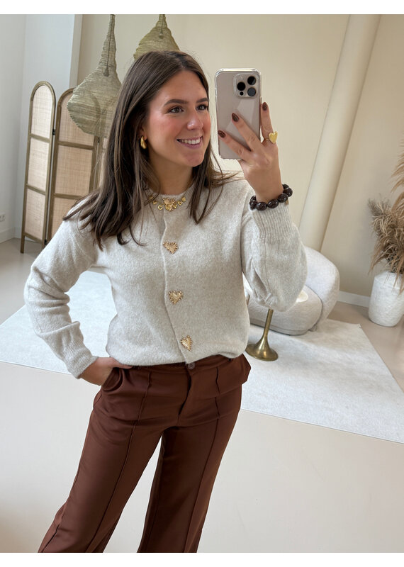 21Jewelz Vest met gouden hartjes knopen - ecru