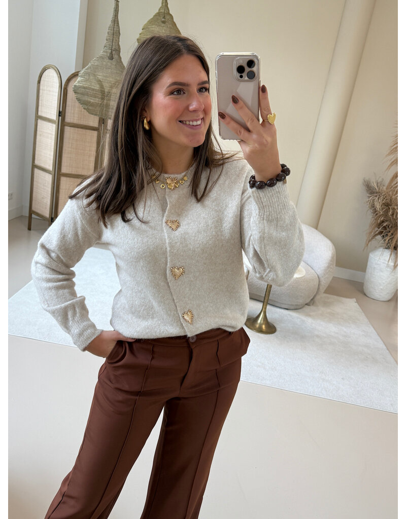 21Jewelz Vest met gouden hartjes knopen - ecru