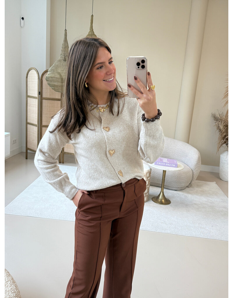 21Jewelz Vest met gouden hartjes knopen - ecru