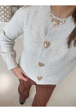 21Jewelz Vest met gouden hartjes knopen - ecru